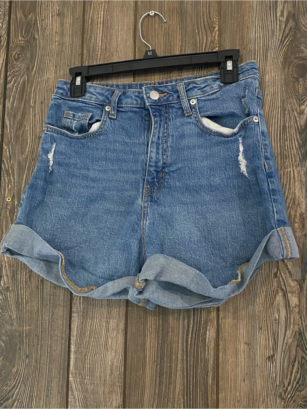 wild fable Rolled Cuff Distressed Denim Shorts - Blue